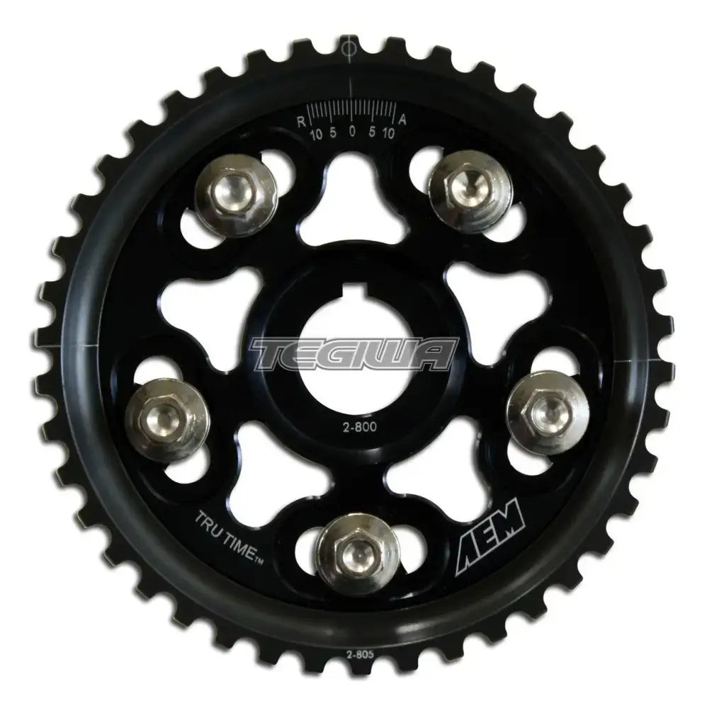 AEM Tru-Time Adjustable Cam Gear Black 5-Bolt Honda H-Series H22A1 H22A4 - CLEARANCE SALE Cams & Valvetrain