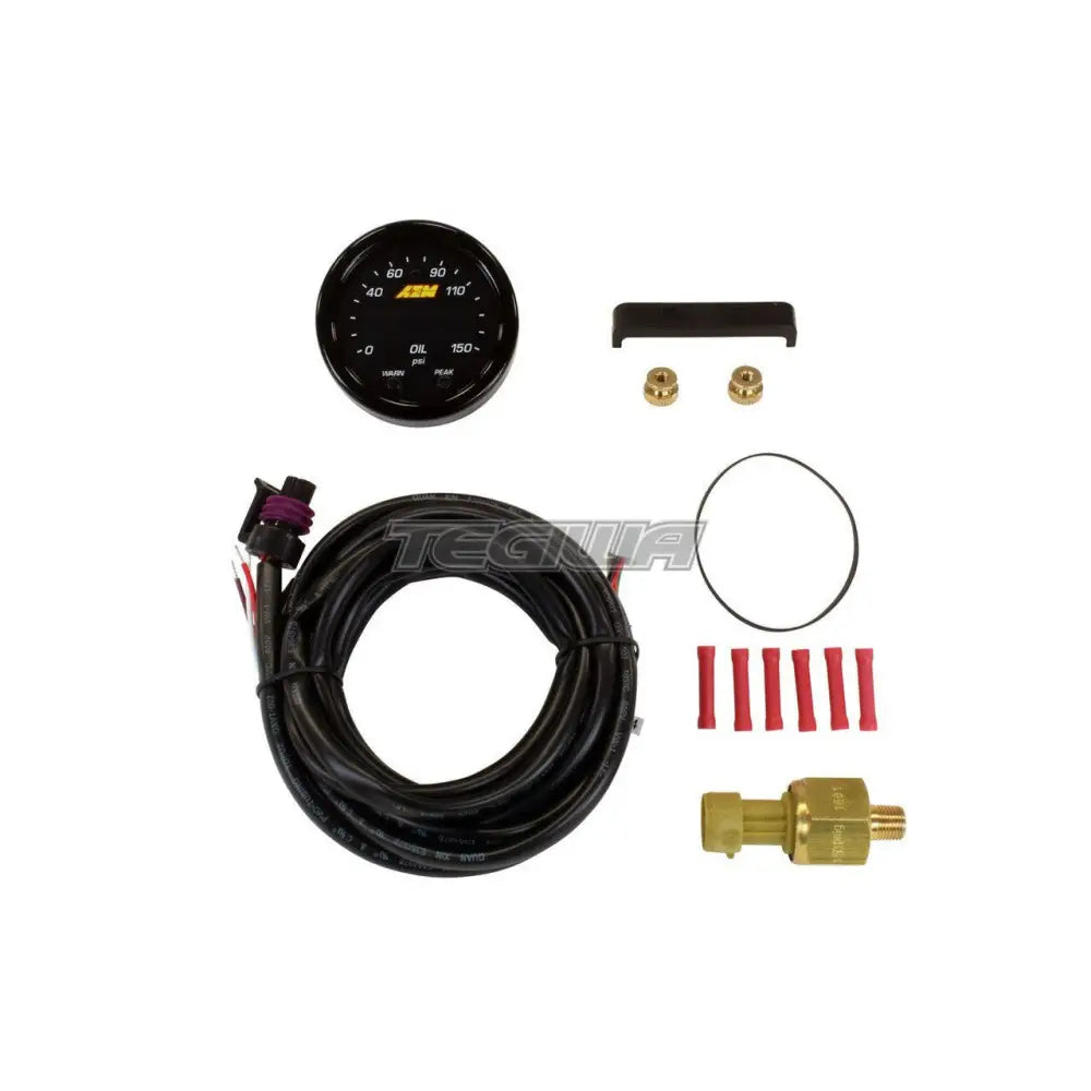 AEM X-Series Oil Pressure Gauge 0~150PSI / 0~10Bar Black Bezel and Black Faceplate