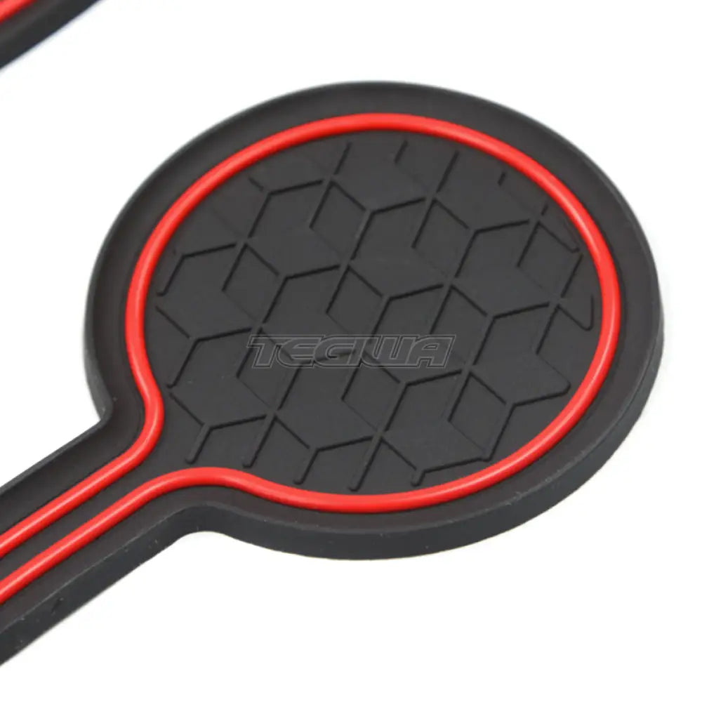Anti-Slip Rubber Interior Mats Cup Coaster Set Black/Red Toyota Gr Yaris 20 +