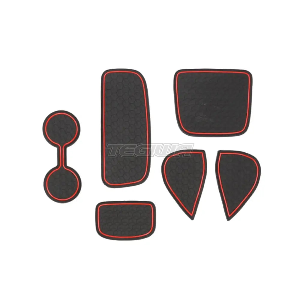 Anti-Slip Rubber Interior Mats Cup Coaster Set Black/Red Toyota Gr Yaris 20 +