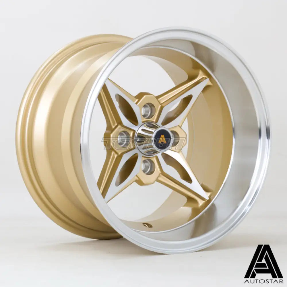 Autostar Kanji Alloy Wheel 14x9 ET-13 4x100 Gold Polished Face 73mm CB Alloy Wheels