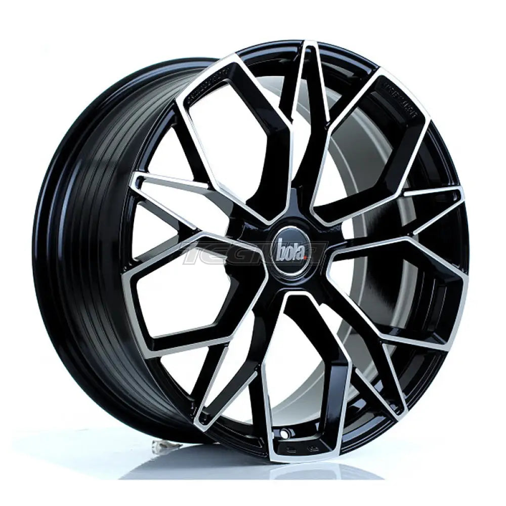 BOLA FLF Alloy Wheel 19x8.5 5x100 ET25 To 50 72.6mm CB Gloss Black Polished Face Alloy Wheels