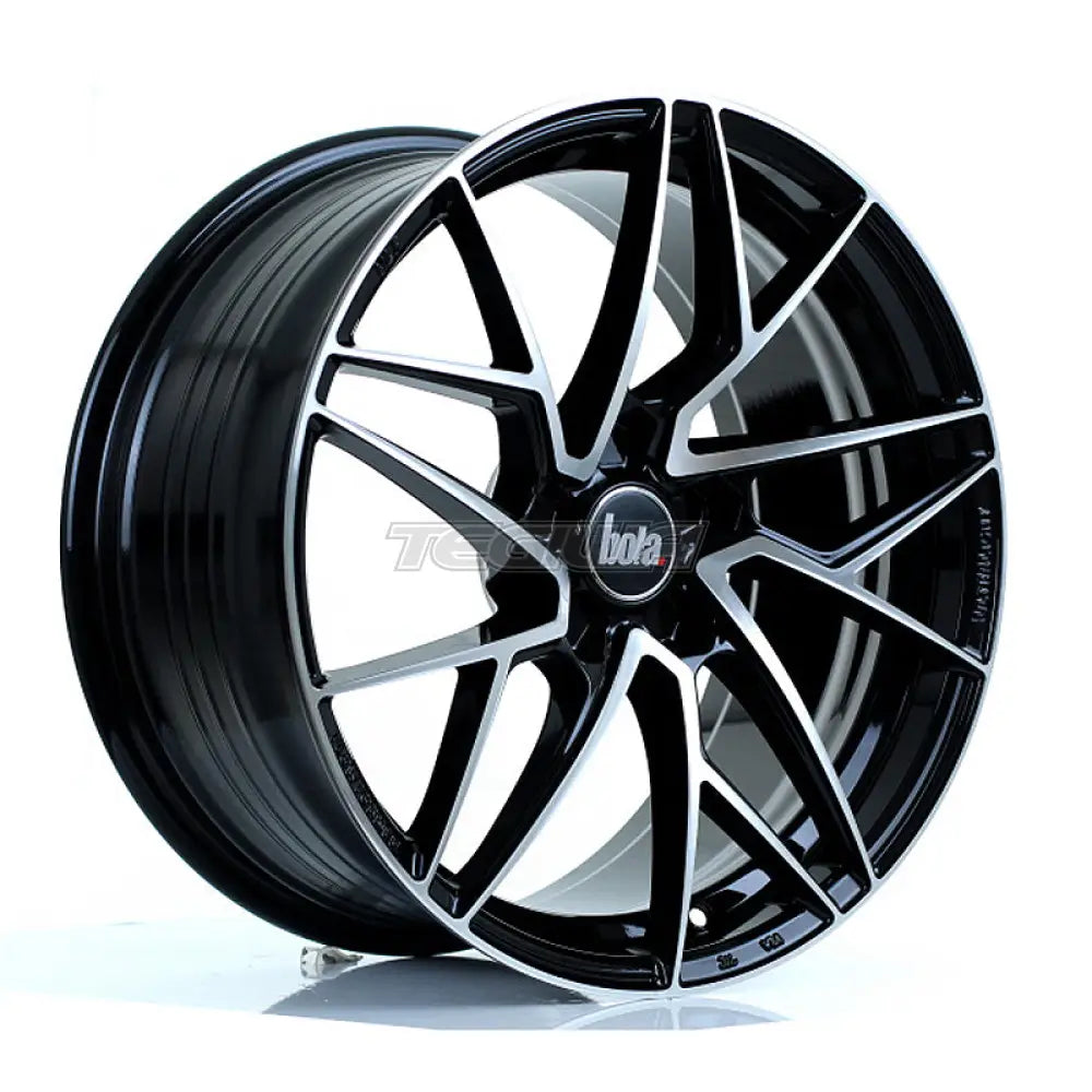 BOLA FLR Alloy Wheel 18x8.5 5x105 ET40 To 50 72.6mm CB Gloss Black Polished Face Alloy Wheels