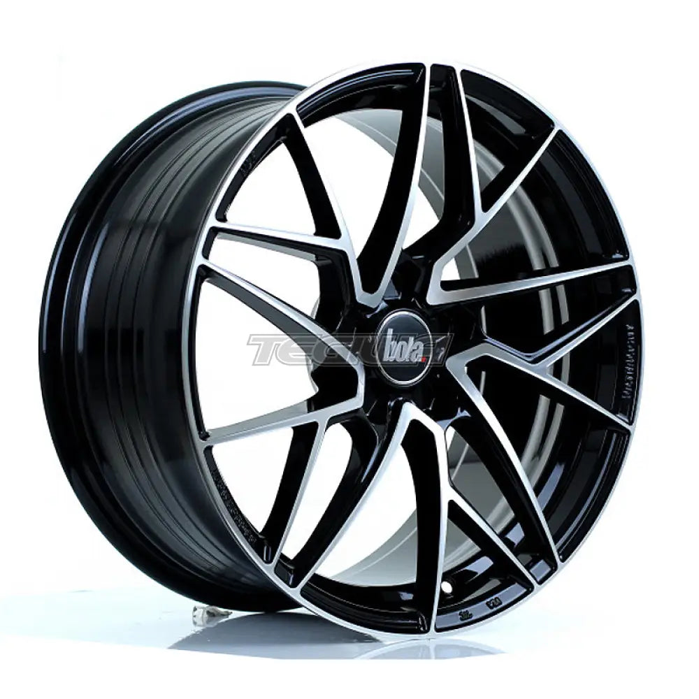 BOLA FLR Alloy Wheel 18x8.5 5x108 ET40 To 50 72.6mm CB Gloss Black Polished Face Alloy Wheels