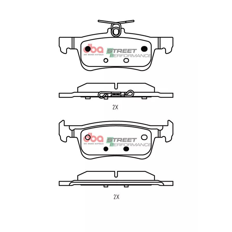 DBA Street Performance Brake Pads 123; 123mm x 46.2; 42.2mm DB15129SP - Rear