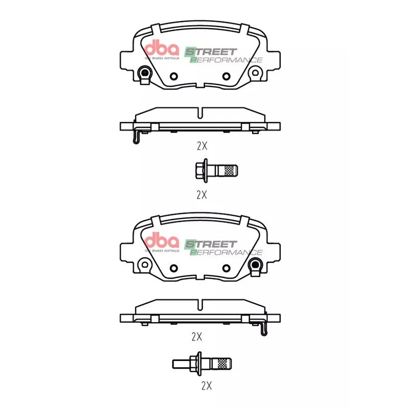 DBA Street Performance Brake Pads 115.6mm x 49.5mm DB2338SP - Rear