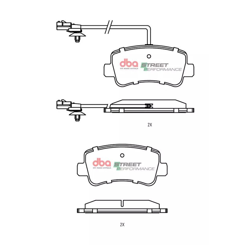 DBA Street Performance Brake Pads 128.5mm x 59.4mm DB2478SP - Rear