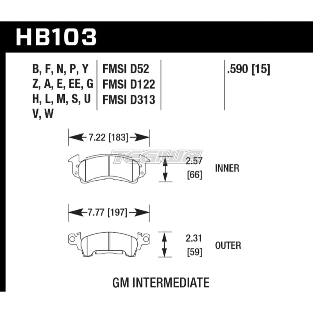 HAWK Performance Black Motorsports Brake Pads Front - HB103M.590