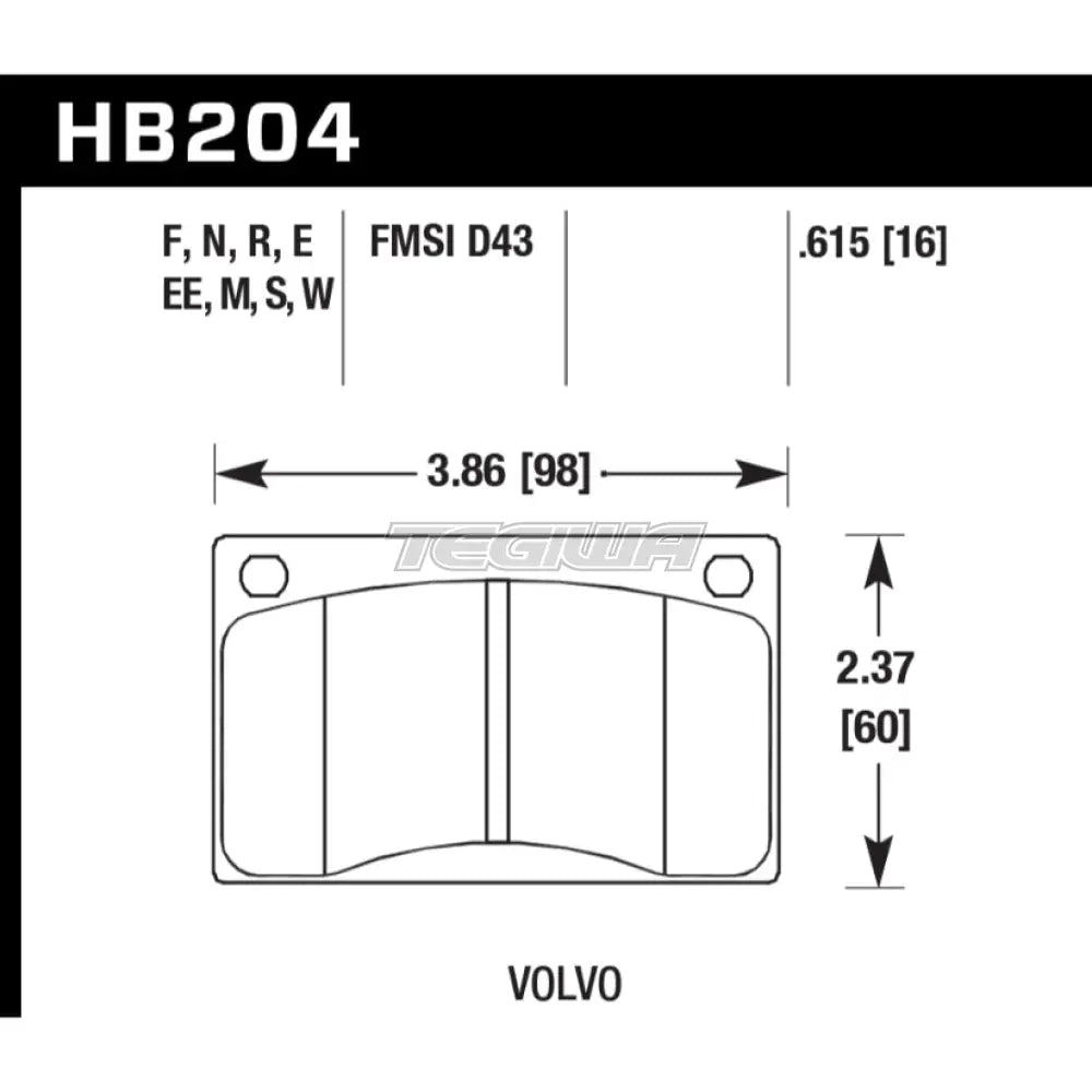 HAWK Performance Black Motorsports Brake Pads Front - HB204M.615