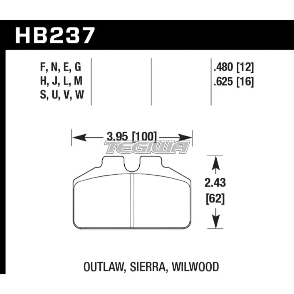 HAWK Performance Black Motorsports Brake Pads US Brake F22i Caliper - 0.480in Thick Brake Pads