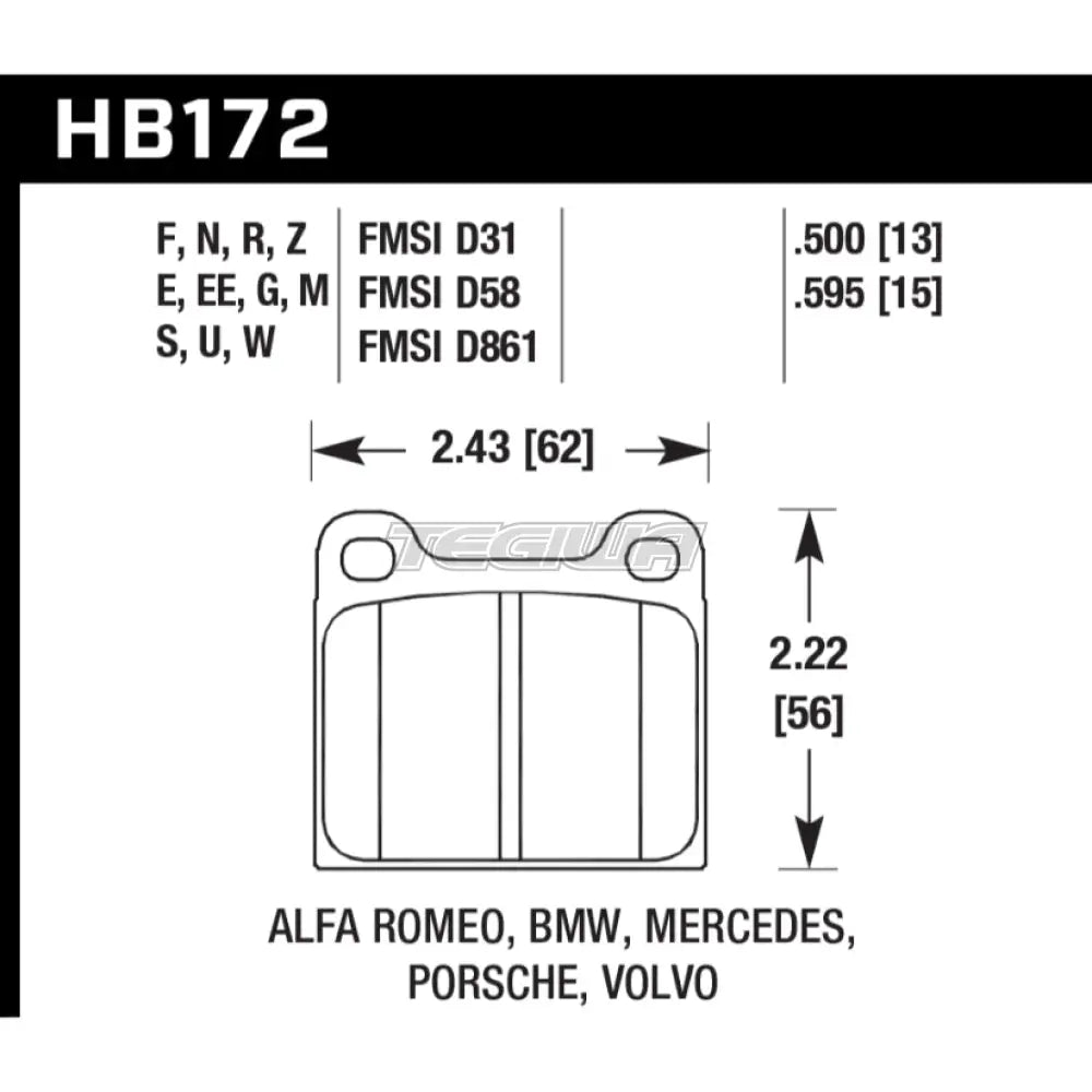 HAWK Performance Blue 9012 Motorsports Brake Pads Front - HB172E.595