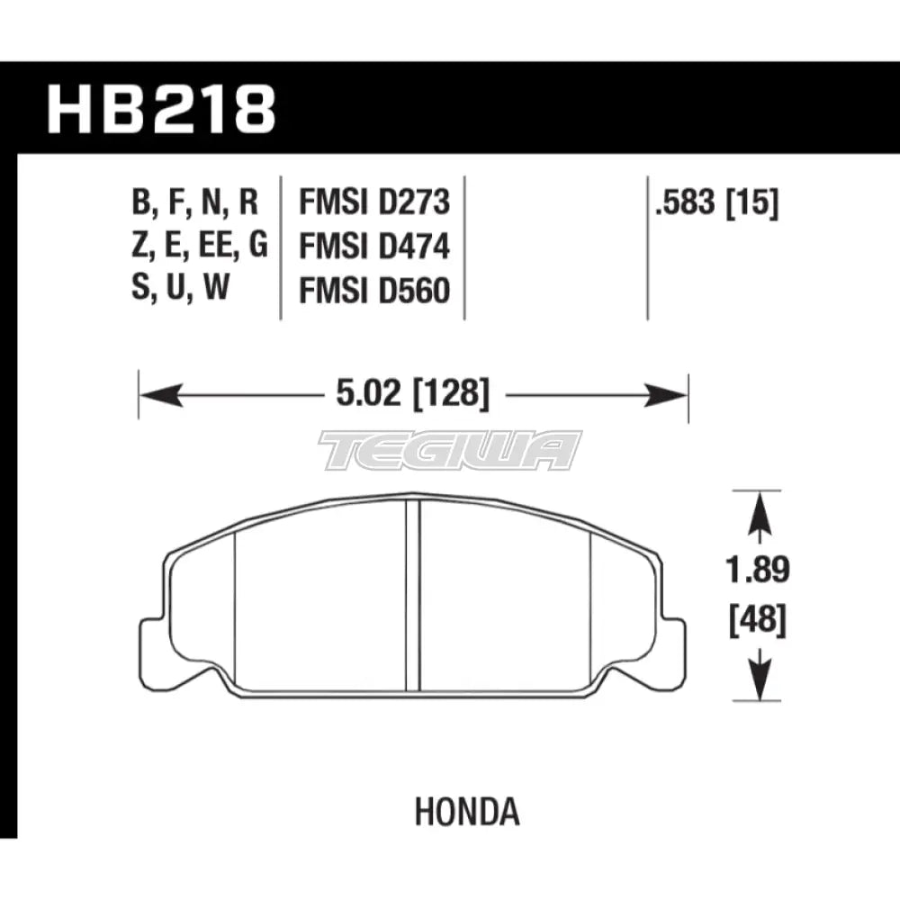 HAWK Performance Blue 9012 Motorsports Brake Pads Front - HB218E.583