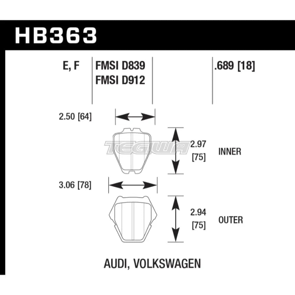 HAWK Performance Blue 9012 Motorsports Brake Pads Front - HB363E.689