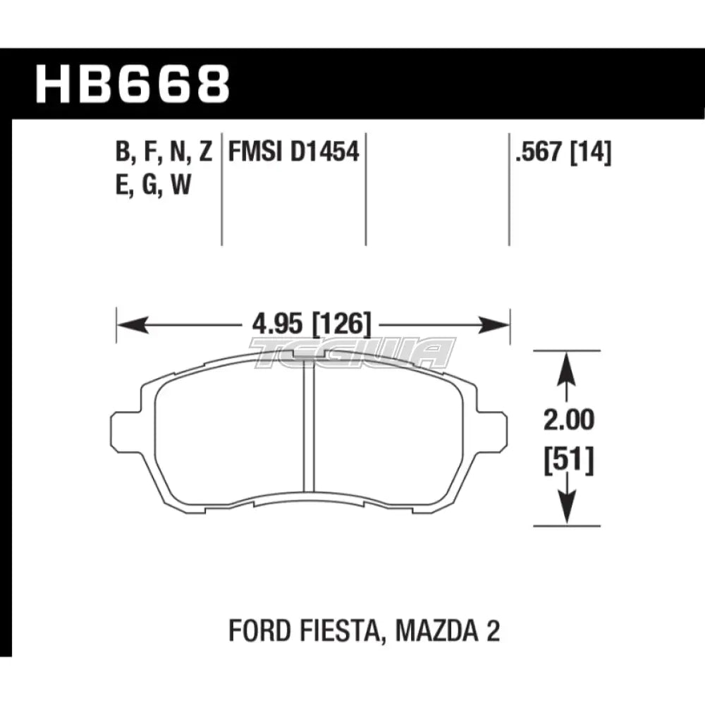 HAWK Performance Blue 9012 Motorsports Brake Pads Front - HB668E.567