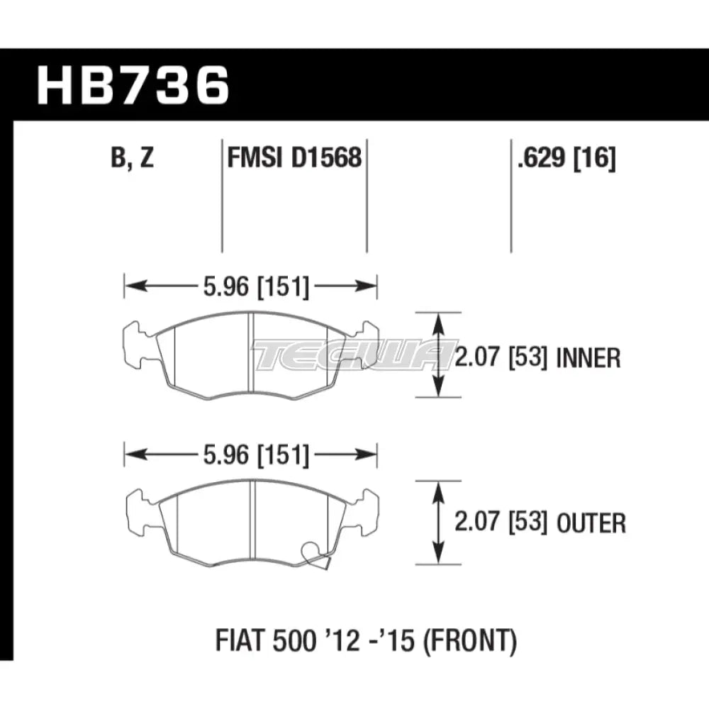 HAWK Performance Blue 9012 Motorsports Brake Pads Front - HB736E.629