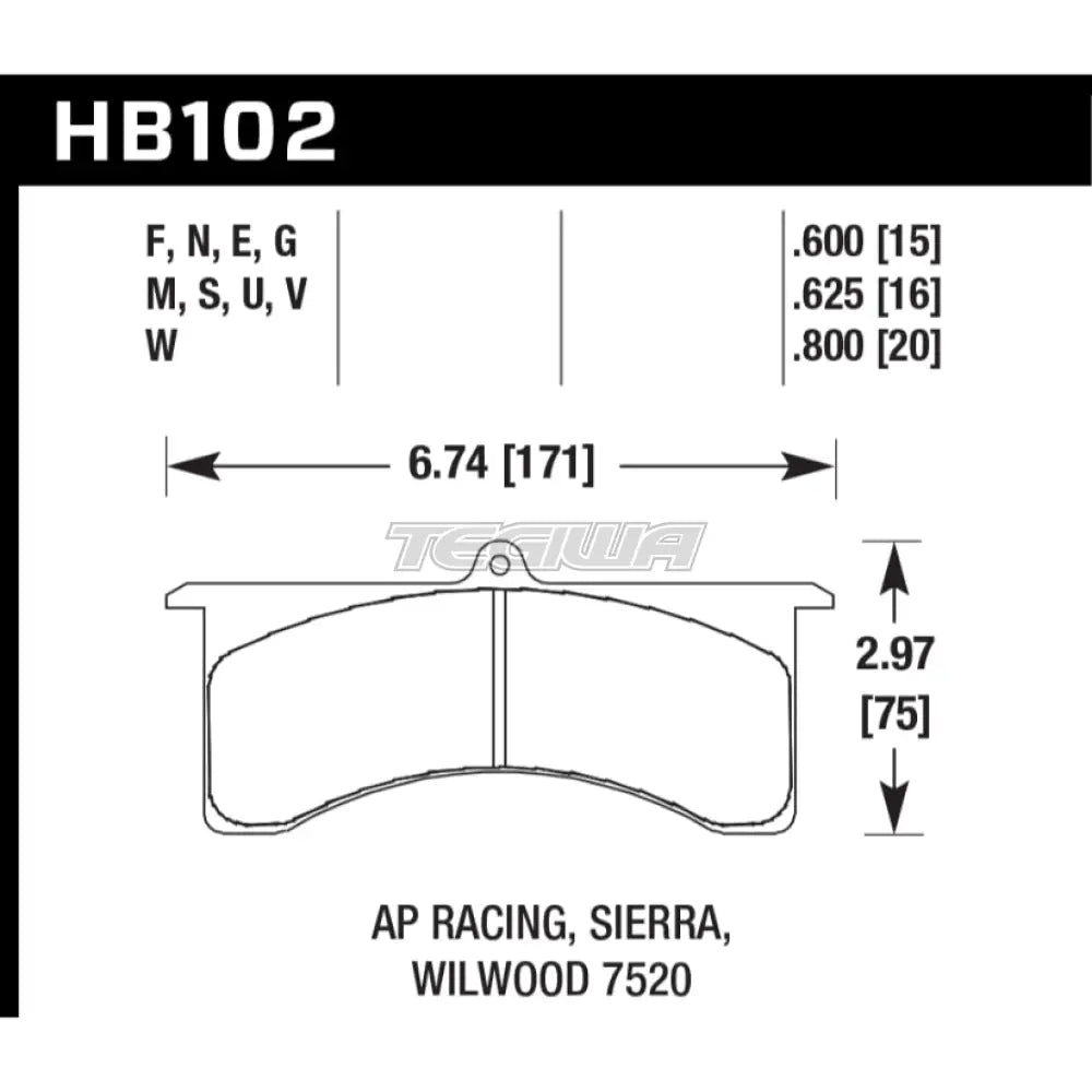 HAWK Performance Blue 9012 Motorsports Brake Pads - HB102E.800
