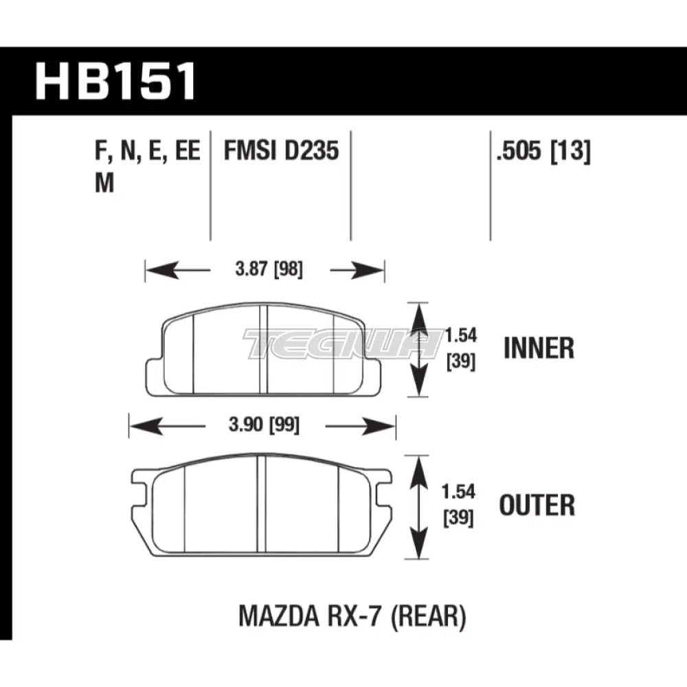 HAWK Performance Blue 9012 Motorsports Brake Pads Rear - HB151E.505