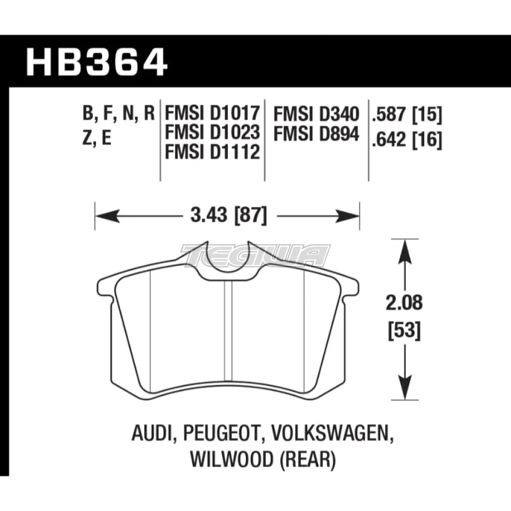 HAWK Performance Blue 9012 Motorsports Brake Pads Rear - HB364E.642