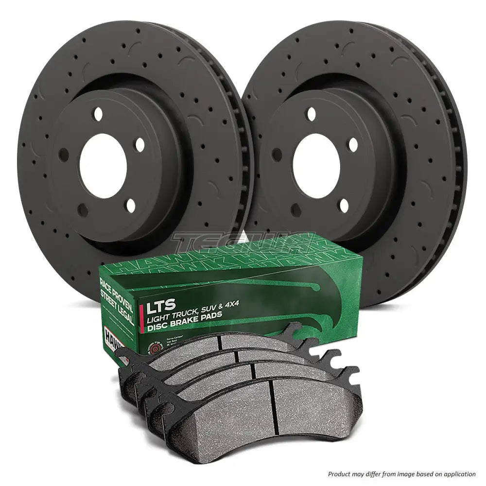 HAWK Performance Brake Kit - LTS Pads With Talon Slotted & Drilled Discs Rear - HKC4454.514Y