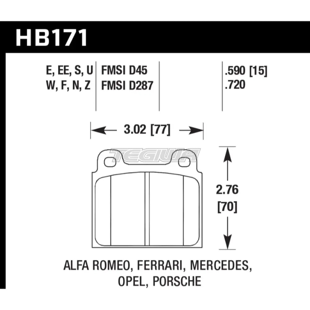 HAWK Performance DTC-30 Motorsports Brake Pads Front - HB171W.590
