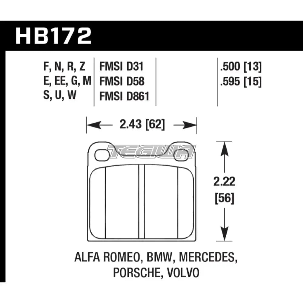 HAWK Performance DTC-60 Motorsports Brake Pads Brembo X97.24.10 Caliper Brake Pads