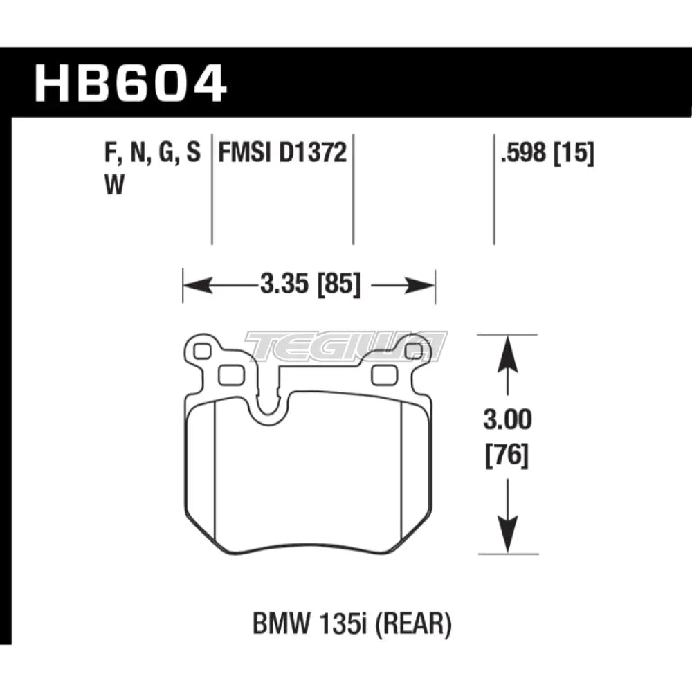 HAWK Performance DTC-60 Motorsports Brake Pads Rear - HB604G.598