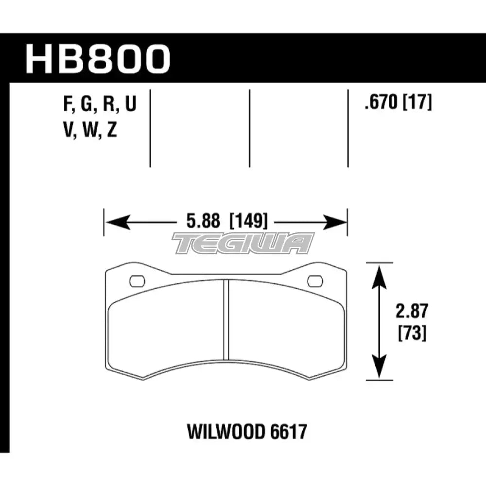HAWK Performance DTC-60 Motorsports Brake Pads Wilwood 6617 Caliper Brake Pads