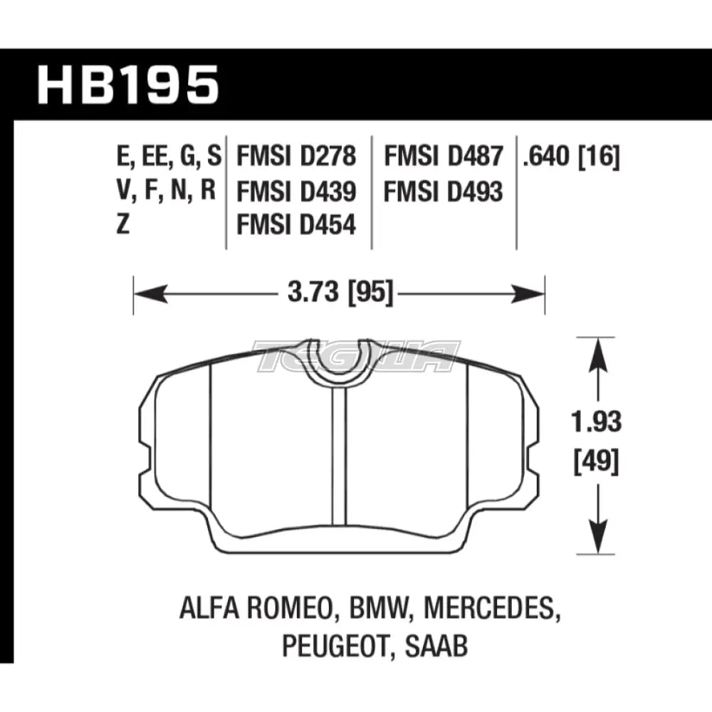 HAWK Performance HP Plus Road and Track Brake Pads Front - HB195N.640