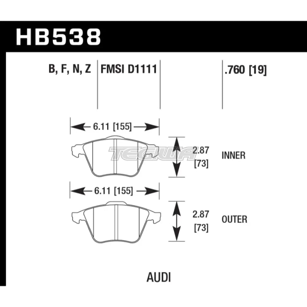 HAWK Performance HPS 5.0 High Performance Street Brake Pads Front - HB538B.760
