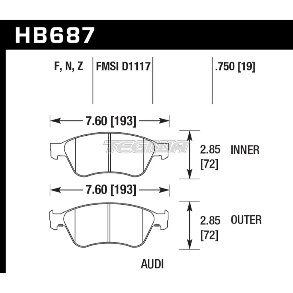 HAWK Performance HPS 5.0 High Performance Street Brake Pads Front - HB687B.750