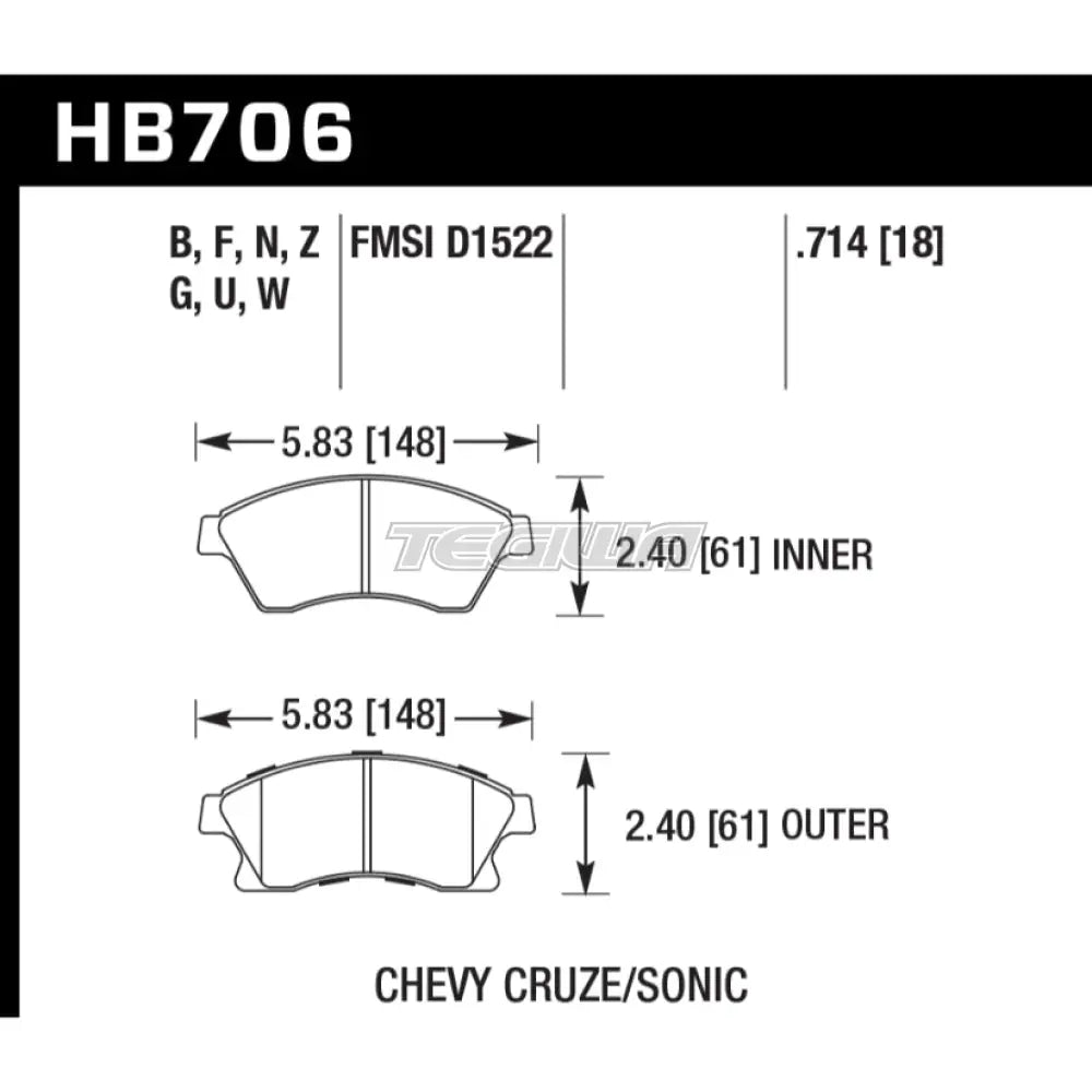 HAWK Performance HPS 5.0 High Performance Street Brake Pads Front - HB706B.714