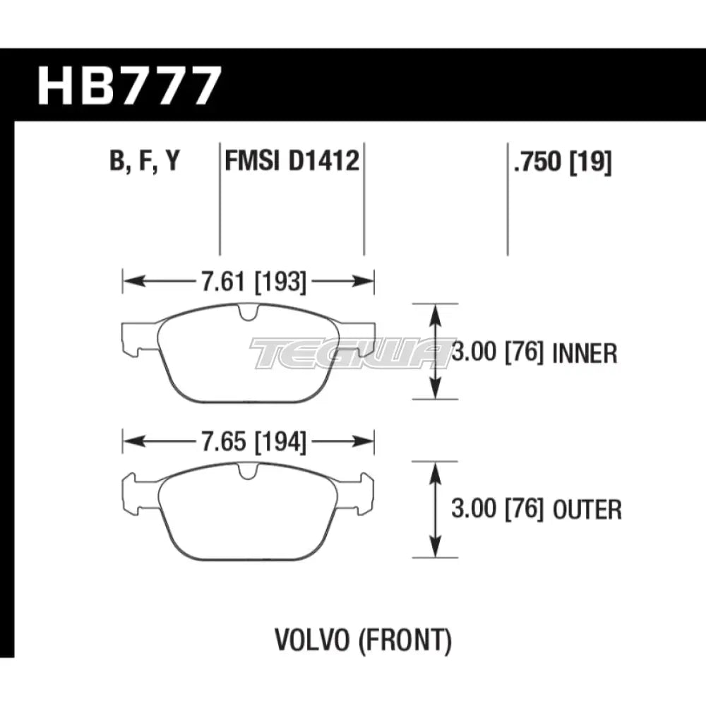 HAWK Performance HPS 5.0 High Performance Street Brake Pads Front - HB777B.750