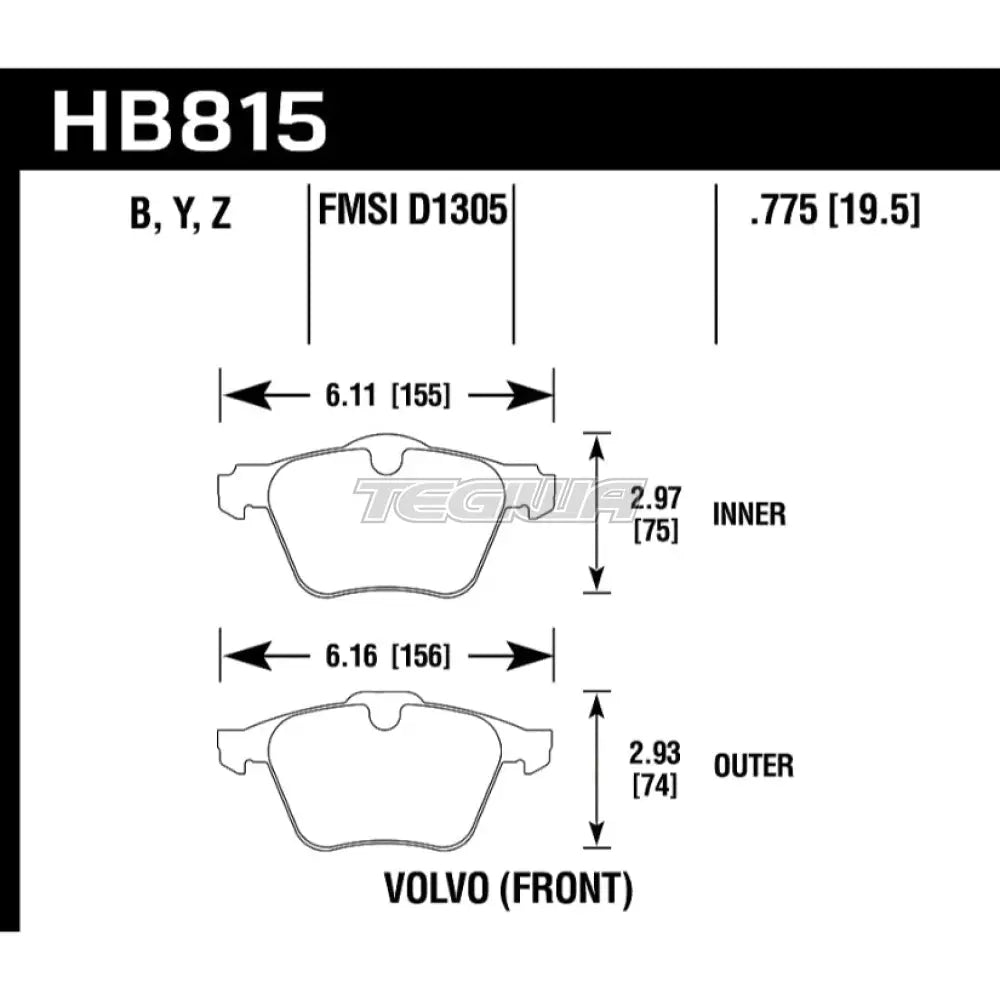 HAWK Performance HPS 5.0 High Performance Street Brake Pads Front - HB815B.775