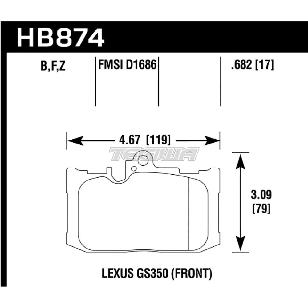 HAWK Performance HPS 5.0 High Performance Street Brake Pads Front - HB874B.682