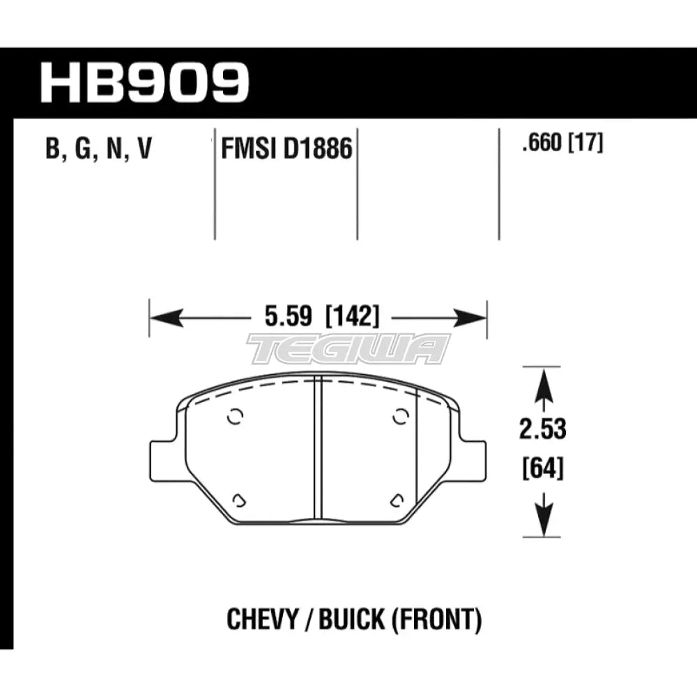 HAWK Performance HPS 5.0 High Performance Street Brake Pads Front - HB909B.660