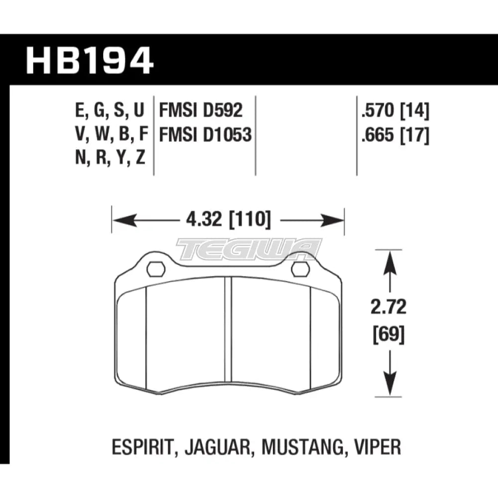 HAWK Performance HPS 5.0 High Performance Street Brake Pads Rear - HB194B.570