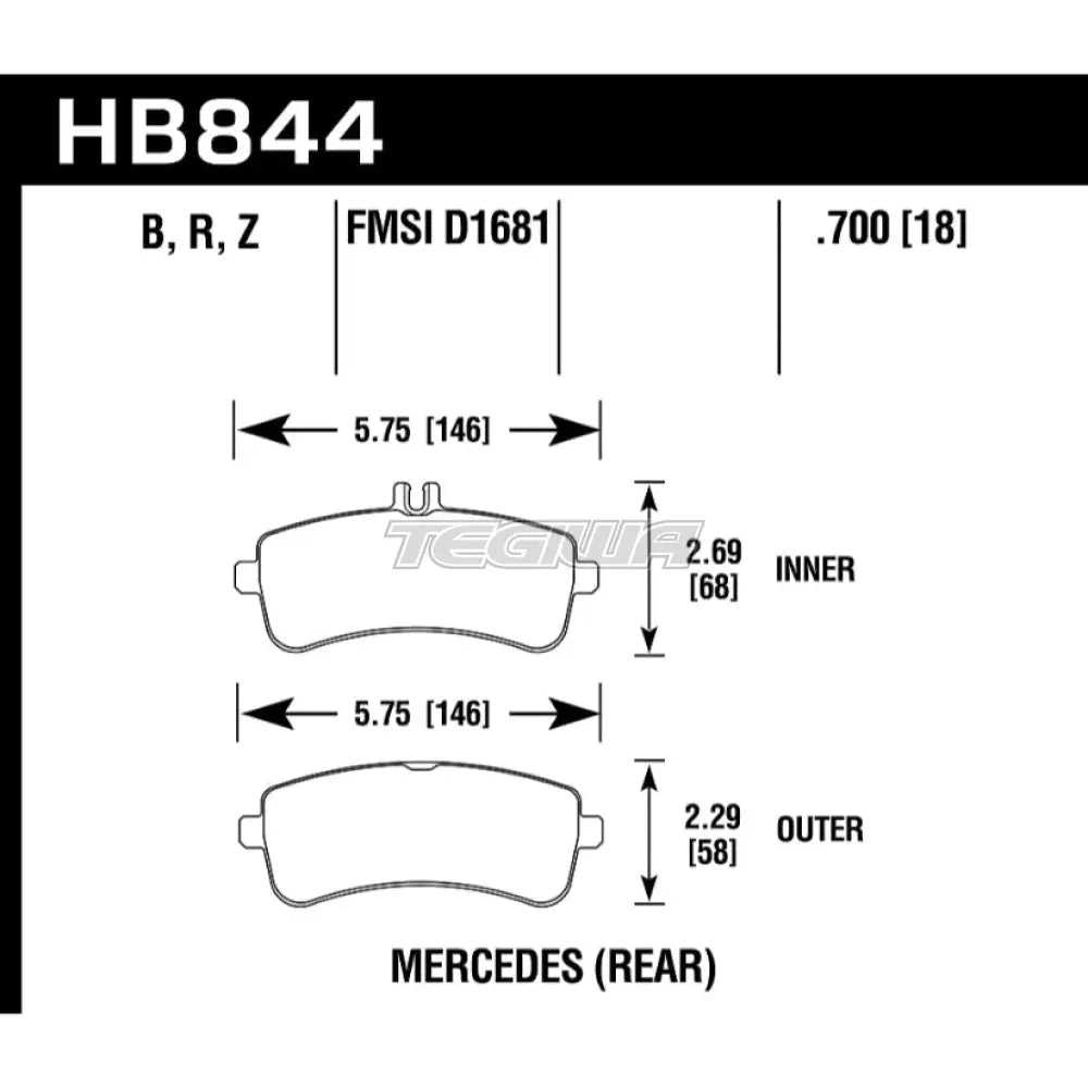 HAWK Performance HPS 5.0 High Performance Street Brake Pads Rear - HB844B.700