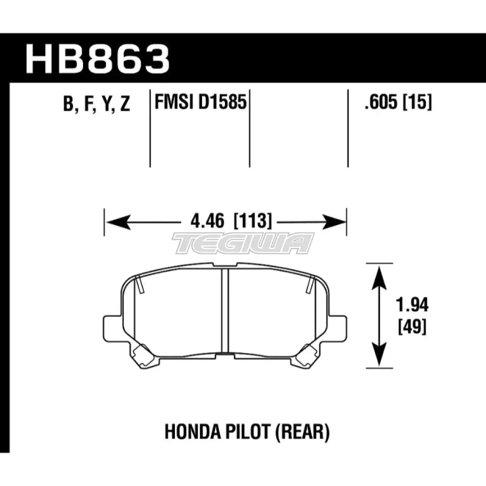 HAWK Performance HPS 5.0 High Performance Street Brake Pads Rear - HB863B.605
