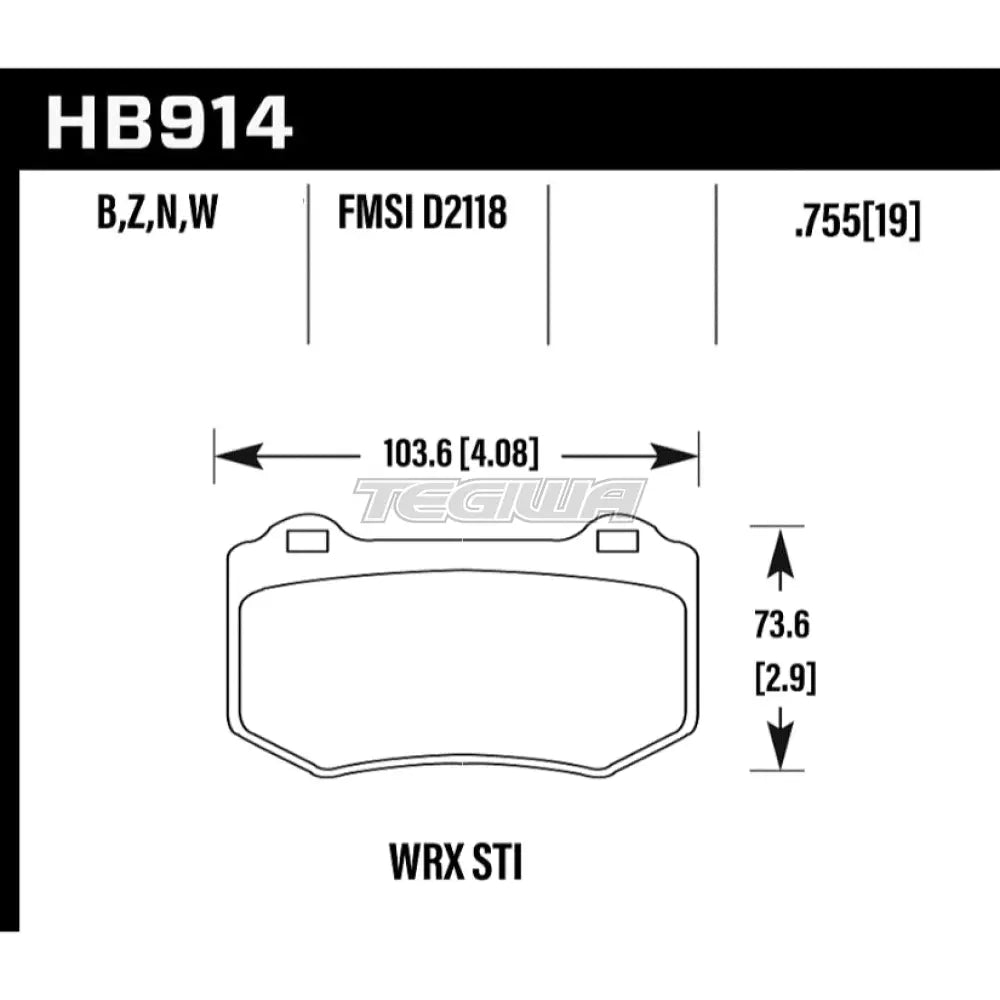 HAWK Performance HPS 5.0 High Performance Street Brake Pads Rear - HB914B.580