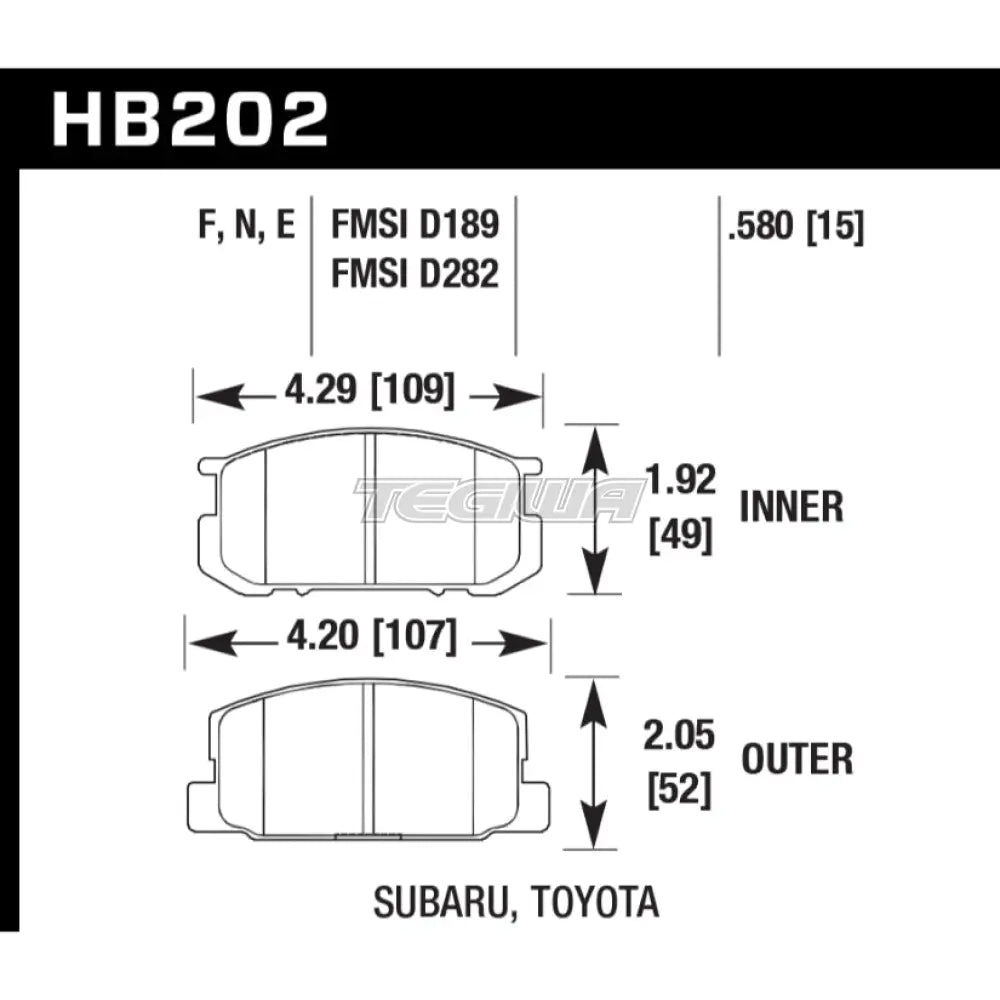 HAWK Performance HPS High Performance Street Brake Pads Front - HB202F.580