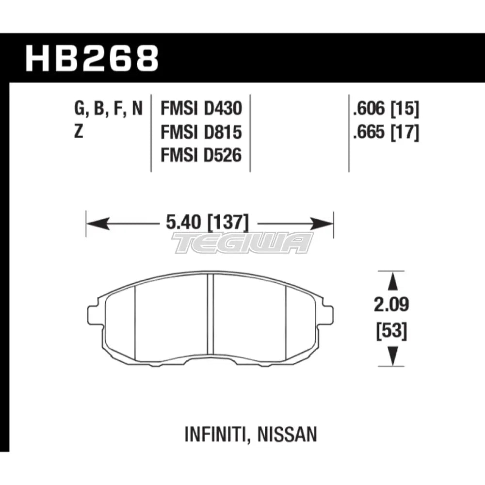HAWK Performance HPS High Performance Street Brake Pads Front - HB268F.606