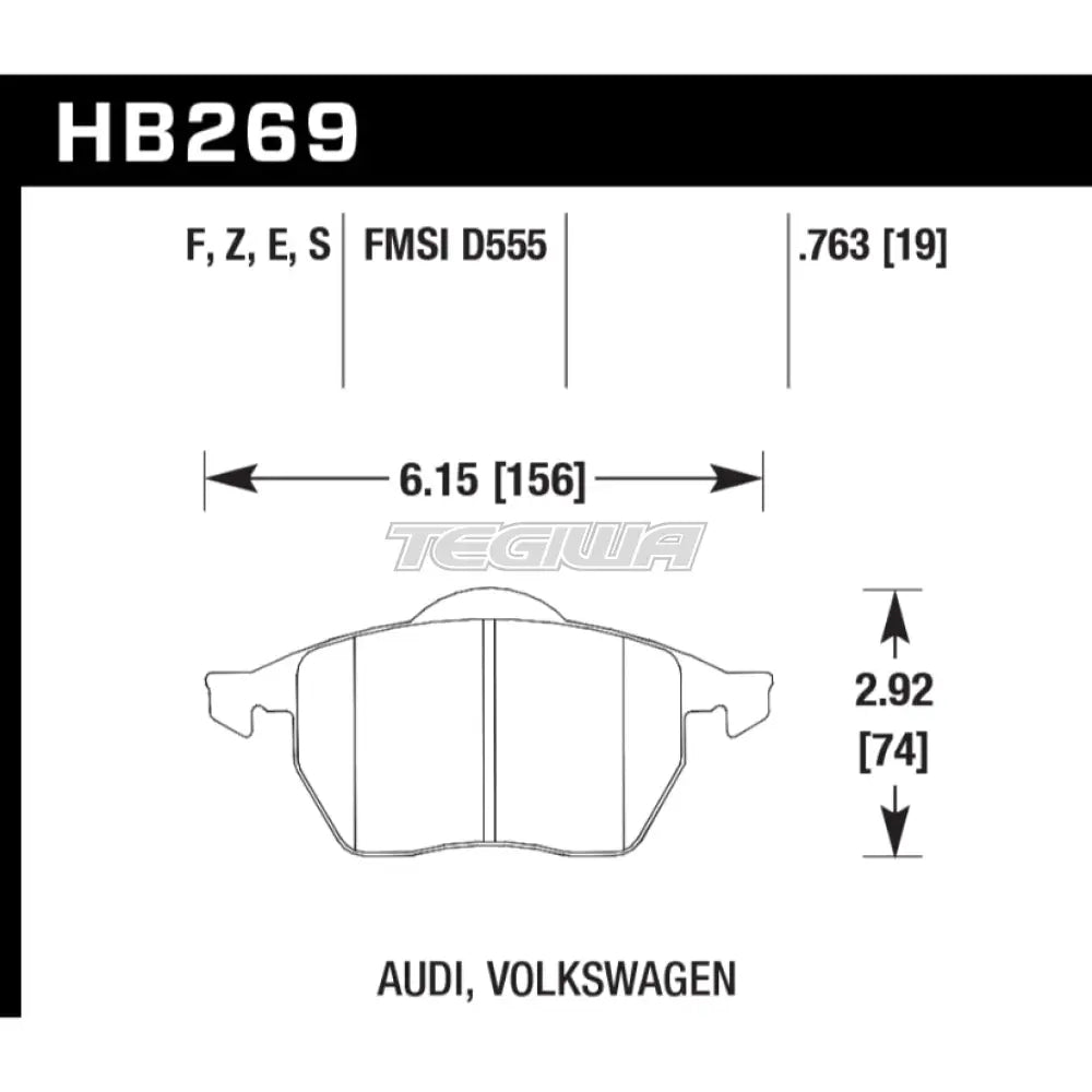 HAWK Performance HPS High Performance Street Brake Pads Front - HB269F.763B