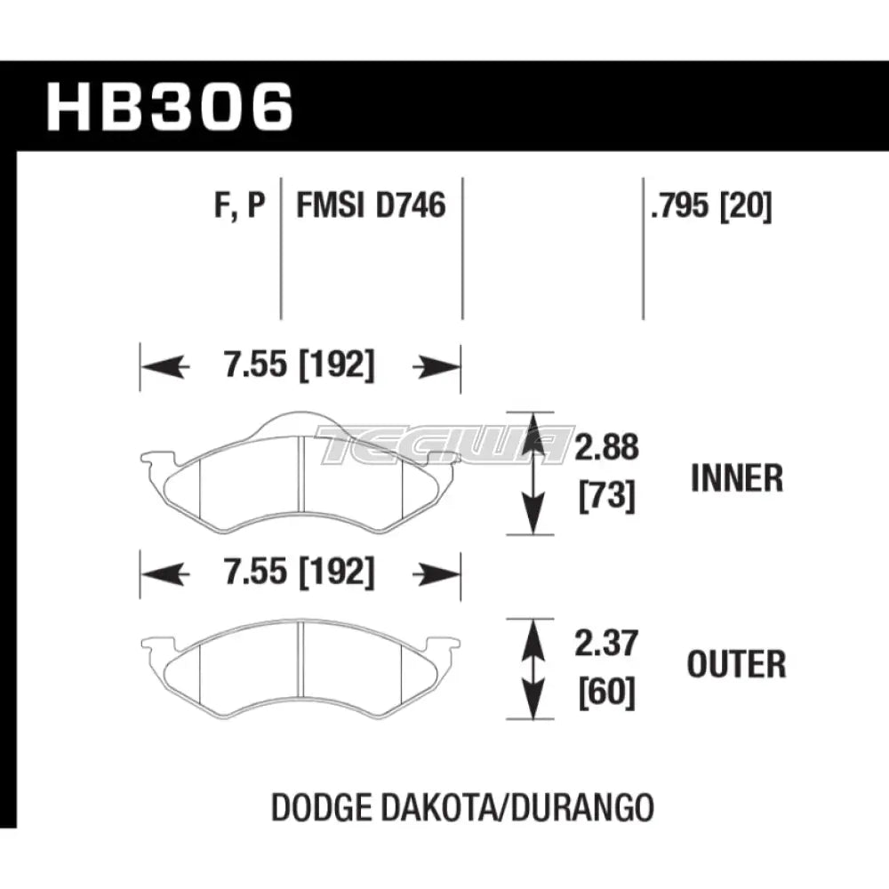 HAWK Performance HPS High Performance Street Brake Pads Front - HB306F.795