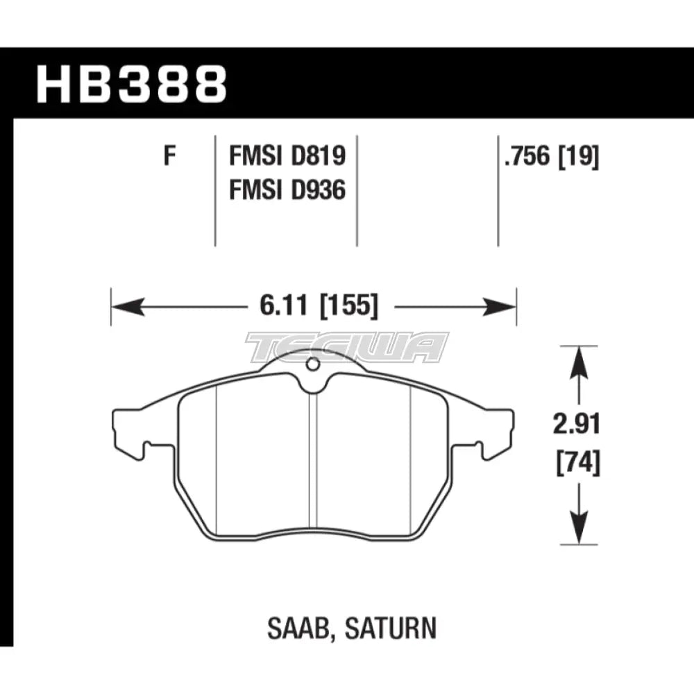 HAWK Performance HPS High Performance Street Brake Pads Front - HB388F.756