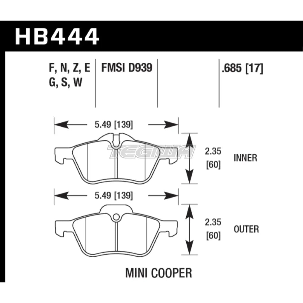 HAWK Performance HPS High Performance Street Brake Pads Front - HB444F.685