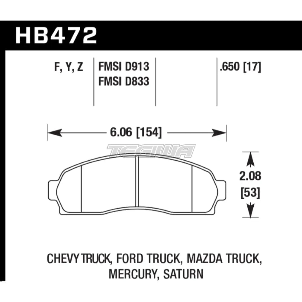 HAWK Performance HPS High Performance Street Brake Pads Front - HB472F.650