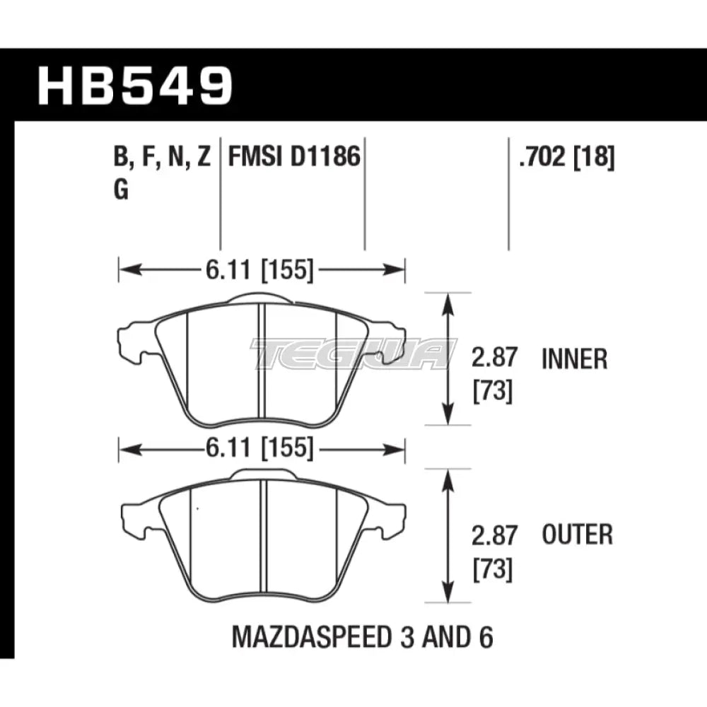HAWK Performance HPS High Performance Street Brake Pads Front - HB549F.702
