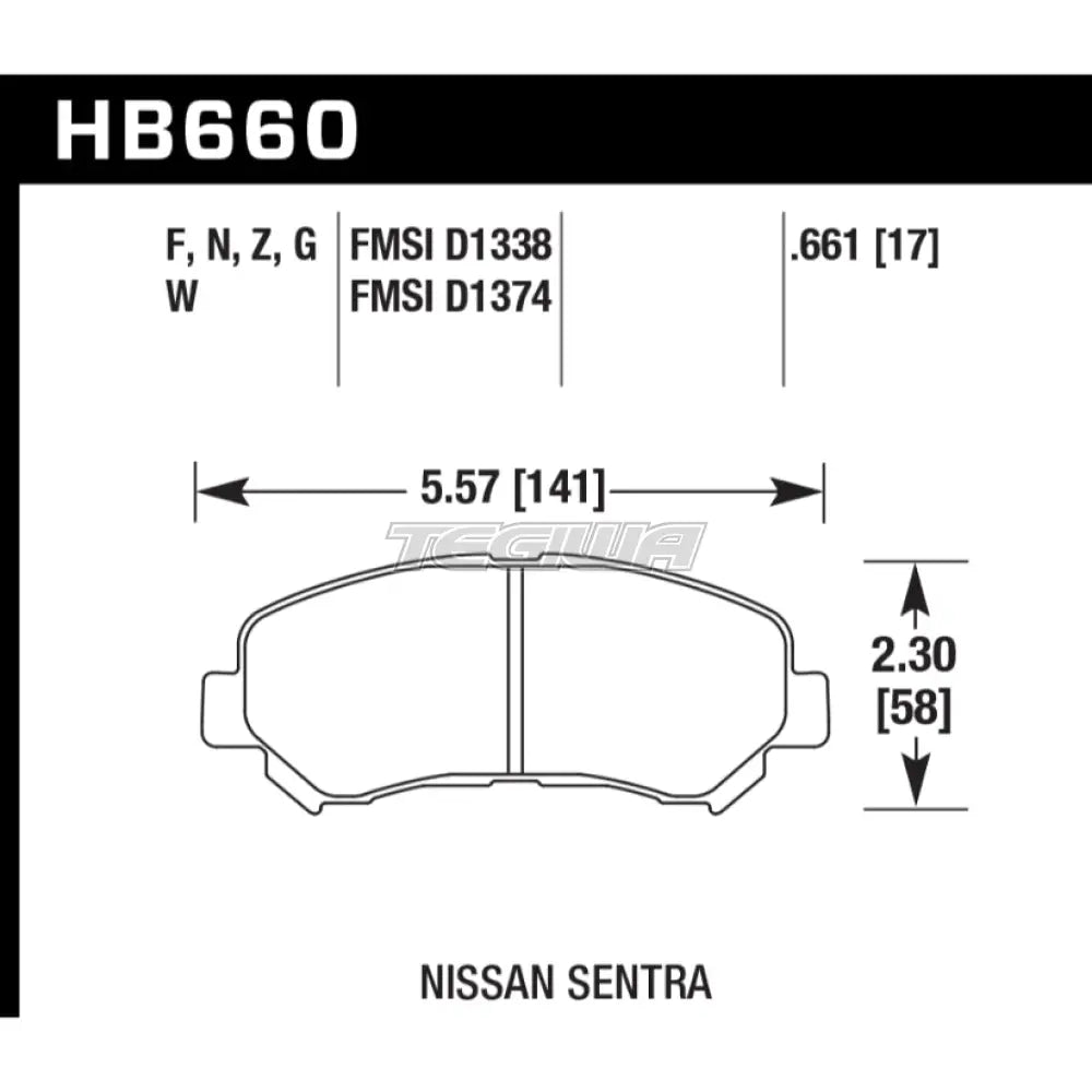 HAWK Performance HPS High Performance Street Brake Pads Front - HB660F.661