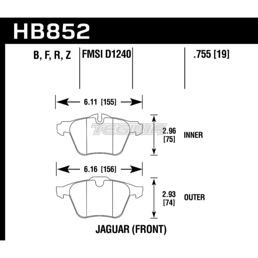 HAWK Performance HPS High Performance Street Brake Pads Front - HB852F.755
