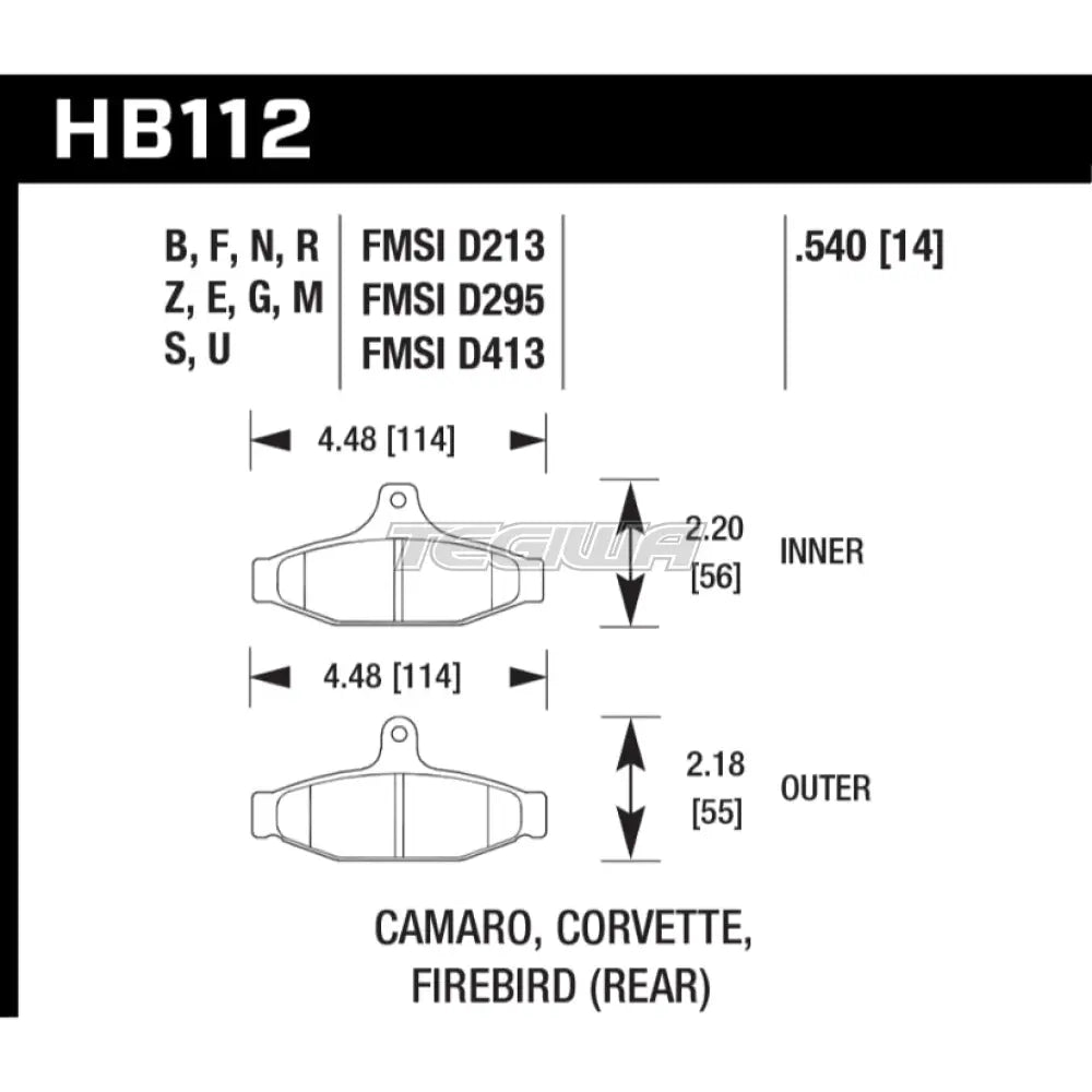 HAWK Performance HPS High Performance Street Brake Pads Rear - HB112F.540